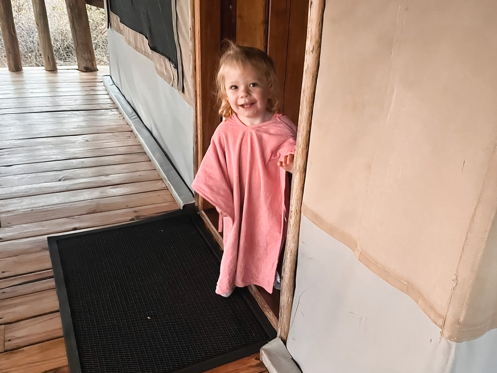 Renske in her towel at Burunge
