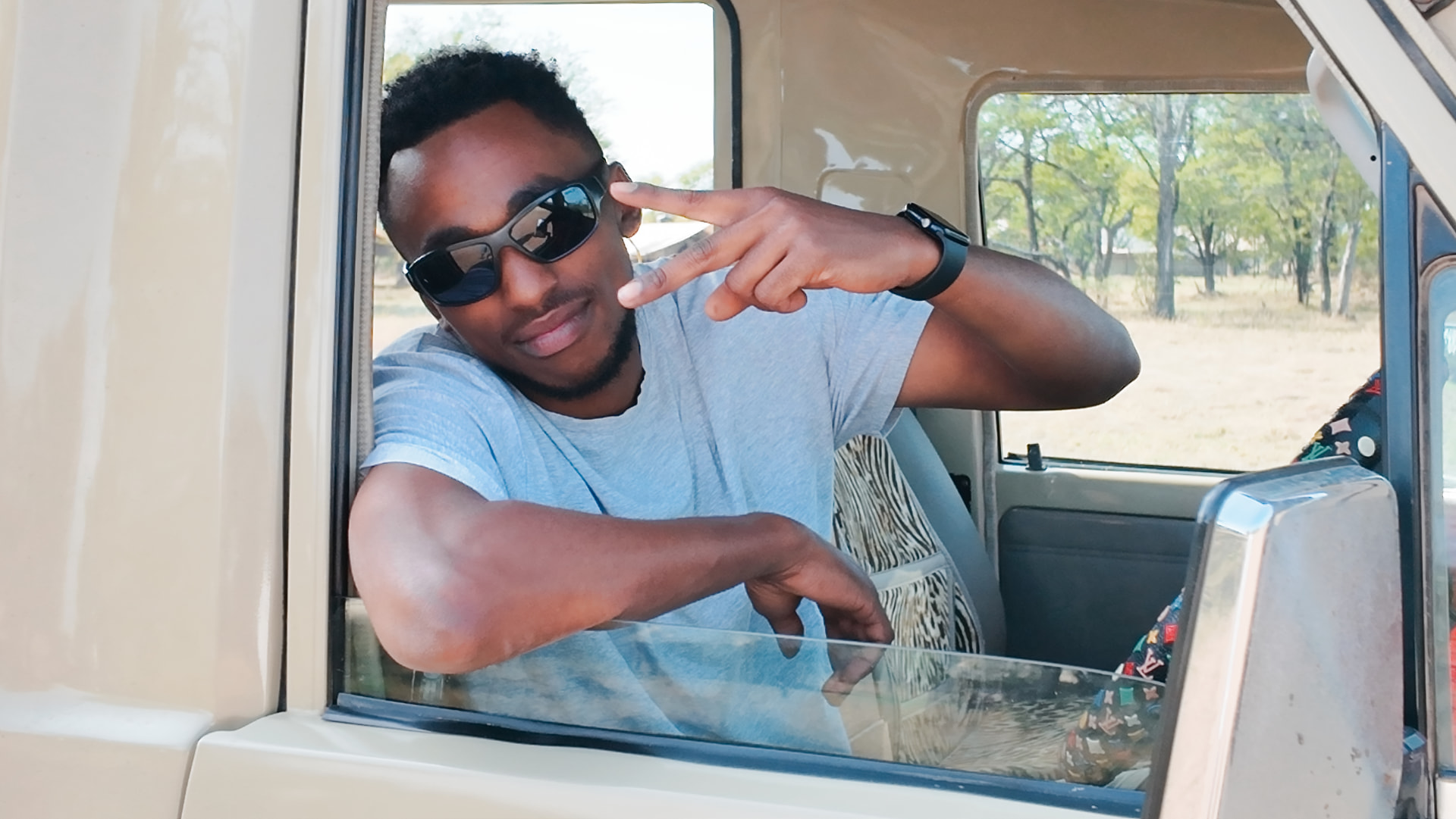 Johnson in the jeep