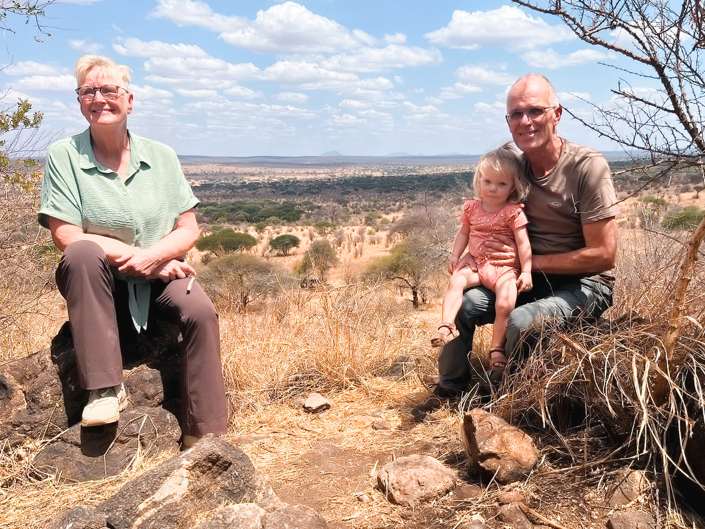 Beppe, Pake and Renske looking out over Tarangire