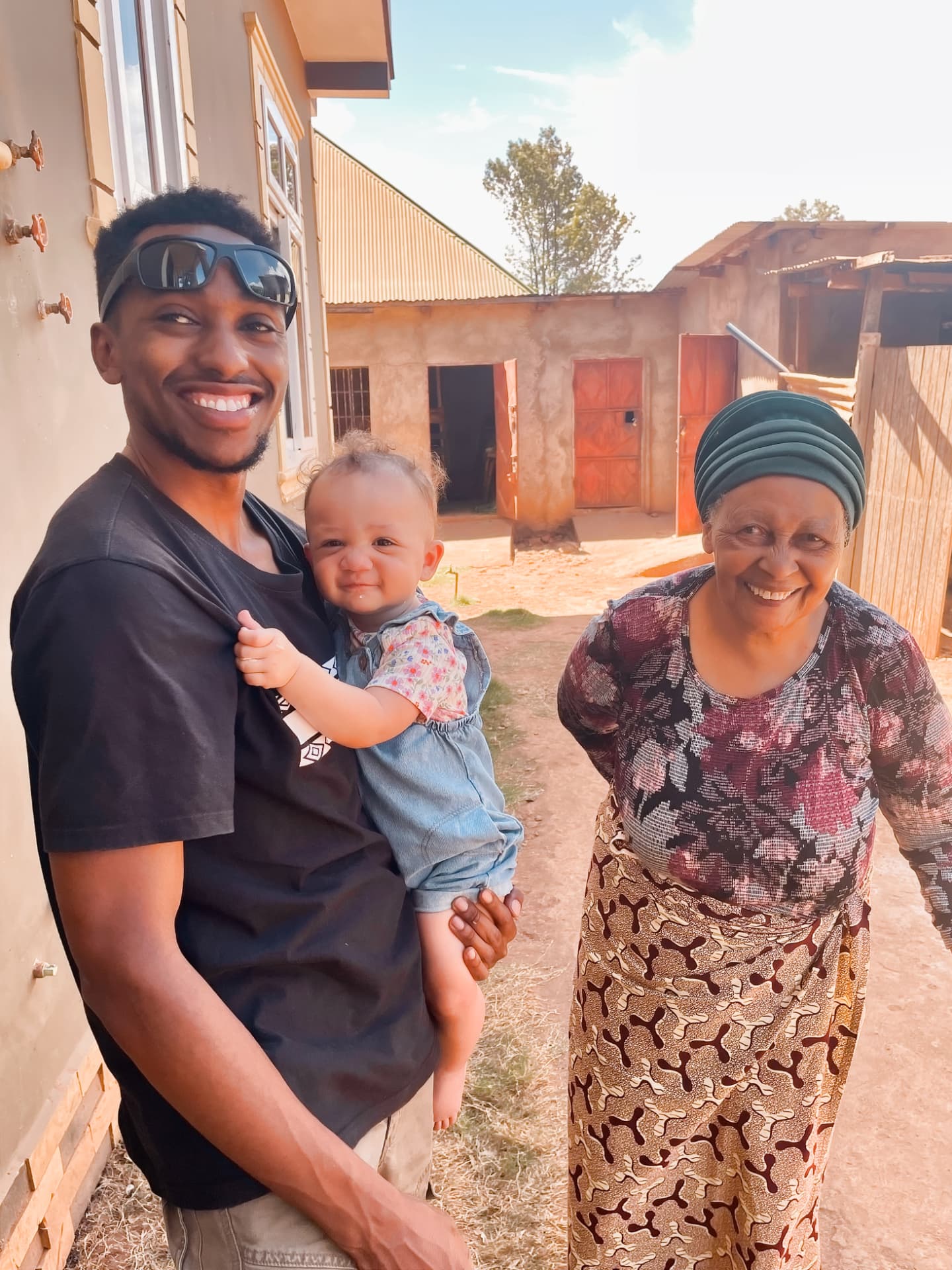 Johnson, Bibi and Dora in the village