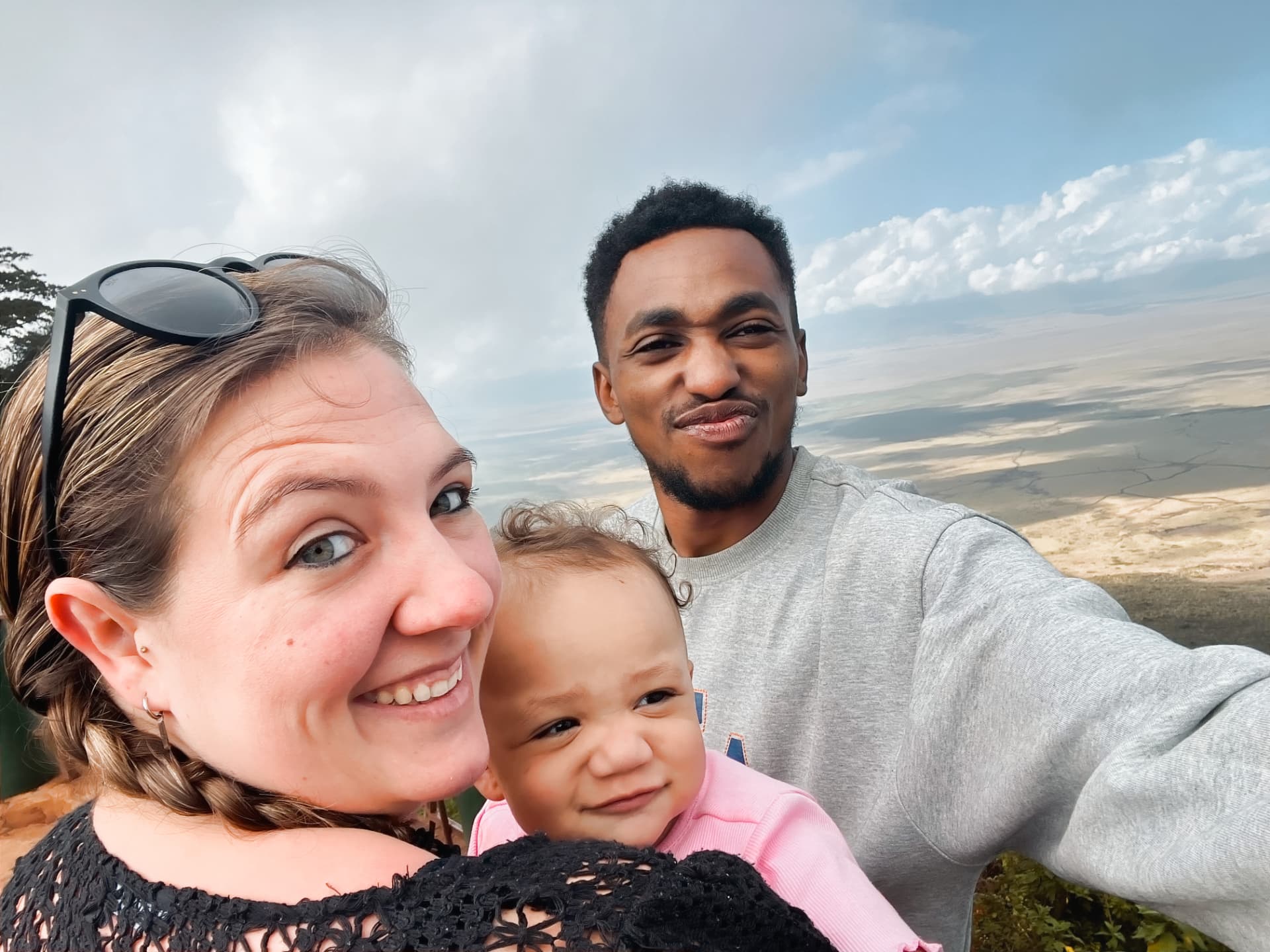 Renee, Dora and Johnson at the crater rim