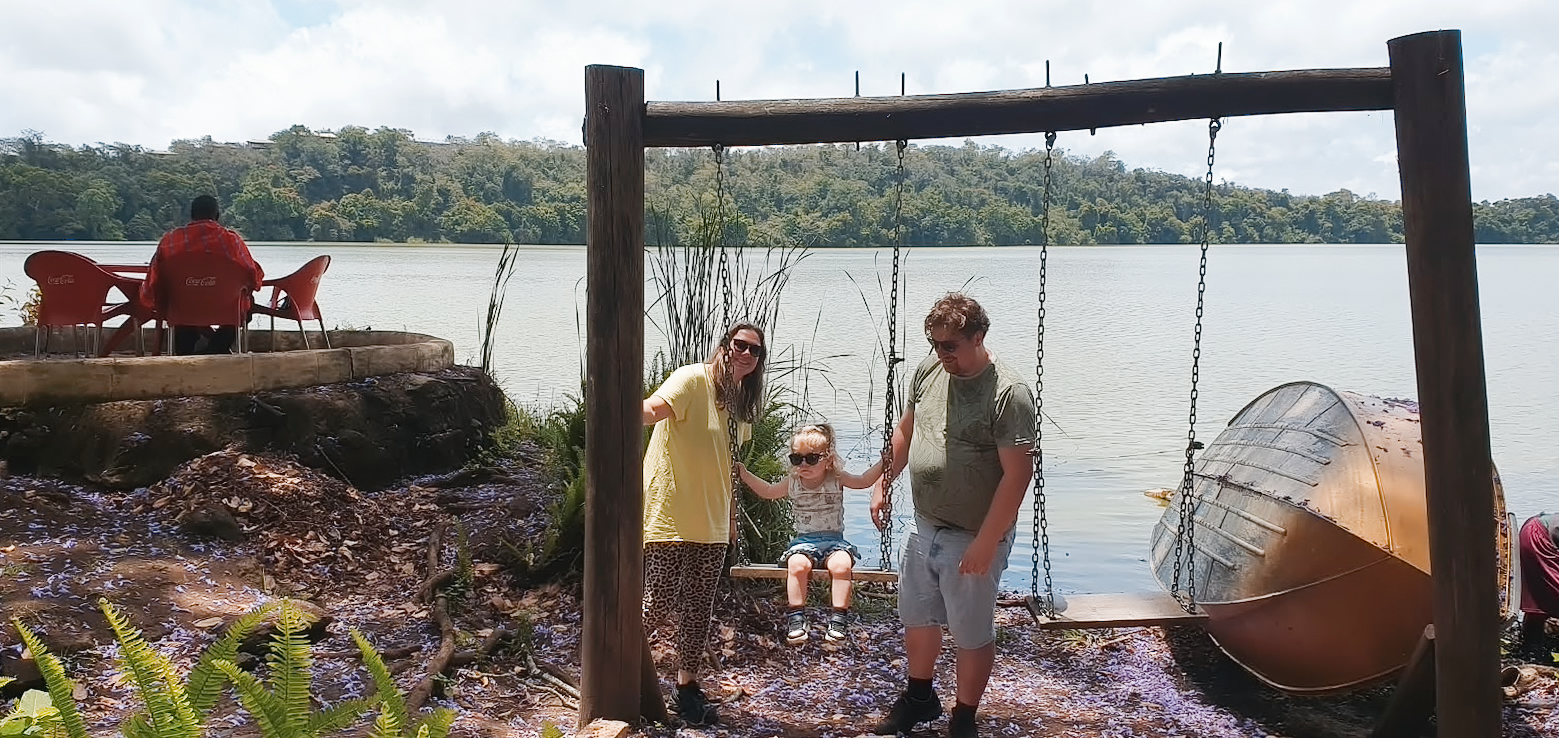 Jaap, Leonie and Renske at Lake Duluti