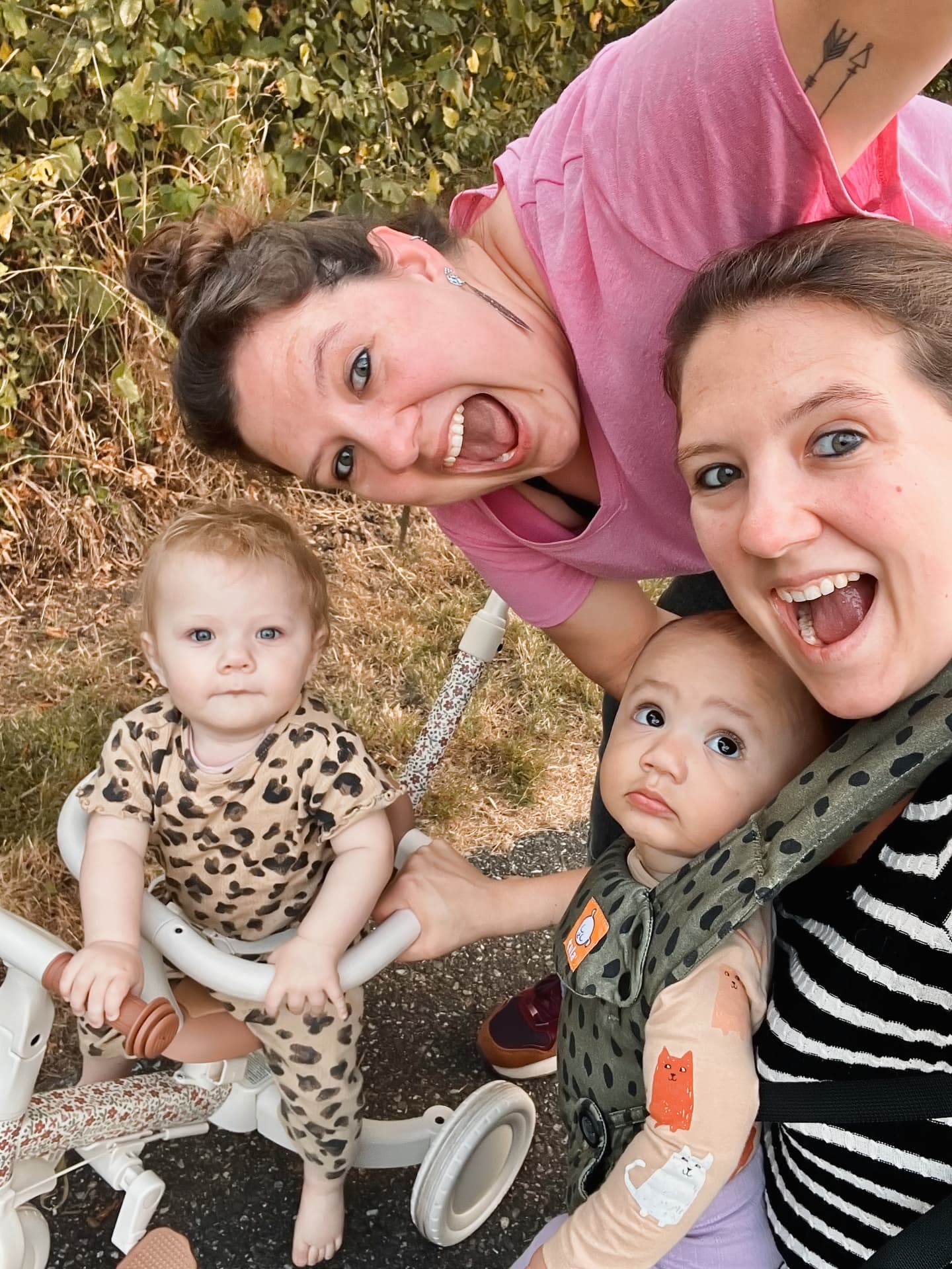 The mums and the girls on a bike ride