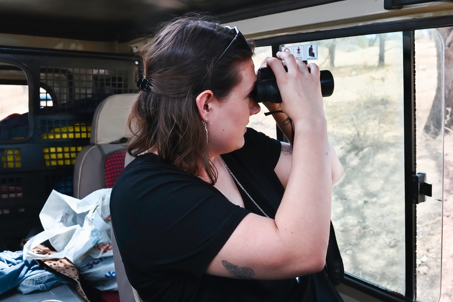 Leonie with the binoculars